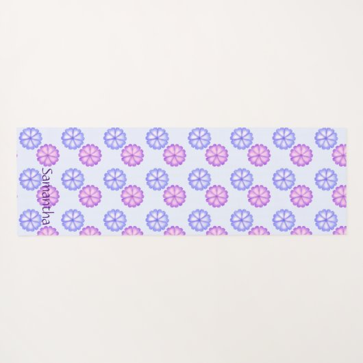 紫と青の花 ヨガマット (裏面(横))