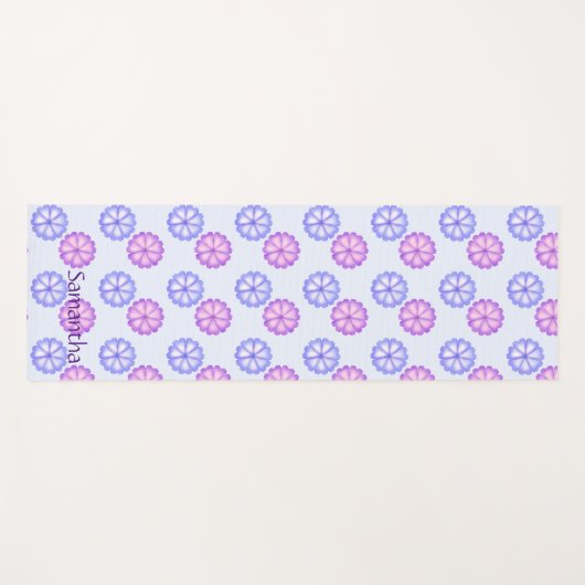 紫と青の花 ヨガマット (正面(横))