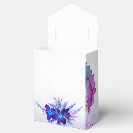 紫と青の蘭の結婚式の引き出物箱 フェイバーボックス (オープン)