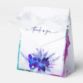 紫と青の蘭の結婚式の引き出物箱 フェイバーボックス (正面サイド)