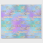 紫と青の虹色とバラゴールド絵を描箔 ラッピングペーパー (フラット)
