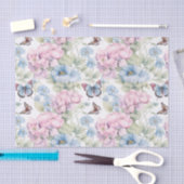 紫と青の蝶と花の切り離し 薄葉紙 (クラフト)