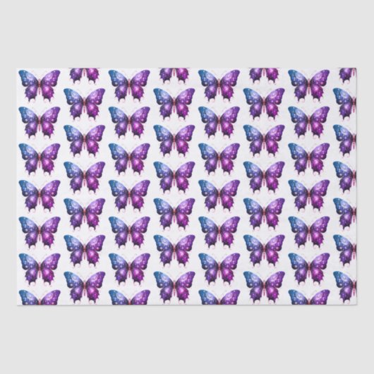 紫と青の蝶の白いパターンハロウィーン 薄葉紙 (正面)