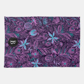 紫と青の野生の花 |モノグラム キッチンタオル (横)