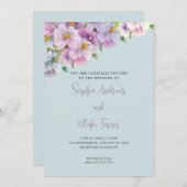 紫と青の野生の花 青い庭での結婚式 招待状 (正面/裏面)