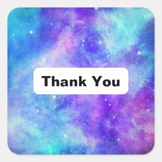 紫と青の銀河系宇宙抽象芸術ありがとう スクエアシール (正面)