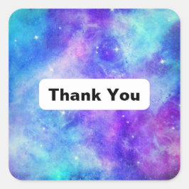紫と青の銀河系宇宙抽象芸術ありがとう スクエアシール