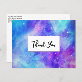 紫と青の銀河系宇宙抽象芸術ありがとう ポストカード