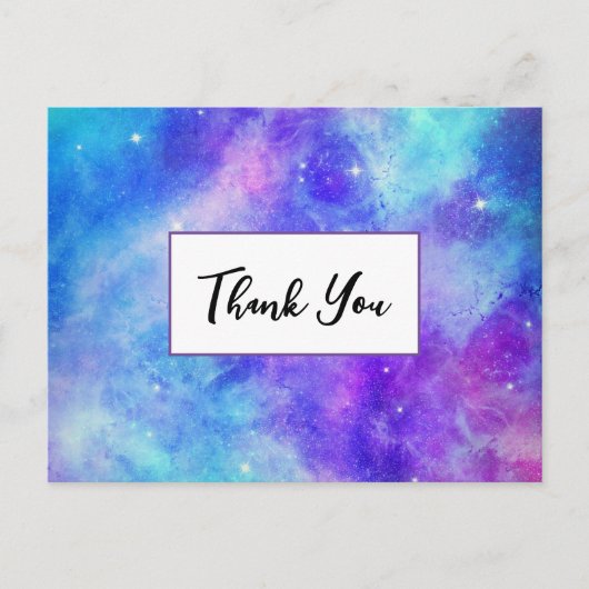 紫と青の銀河系宇宙抽象芸術ありがとう ポストカード (正面)