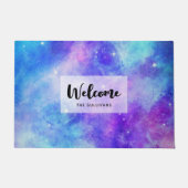 紫と青の銀河系宇宙抽象芸術へようこそ ドアマット (正面)