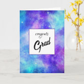 紫と青の銀河系宇宙抽象芸術卒業 カード (黄色い花)