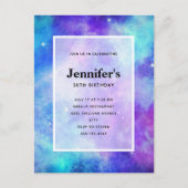 紫と青の銀河系宇宙抽象芸術誕生日 インビテーションポストカード (正面)