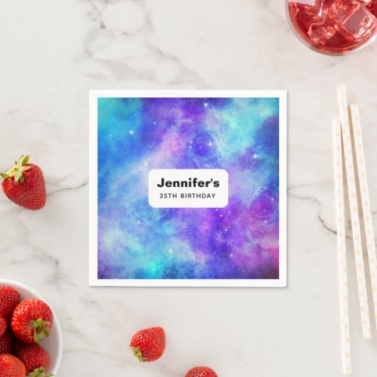 紫と青の銀河系宇宙抽象芸術誕生日 スタンダードカクテルナプキン (インサイチュ)