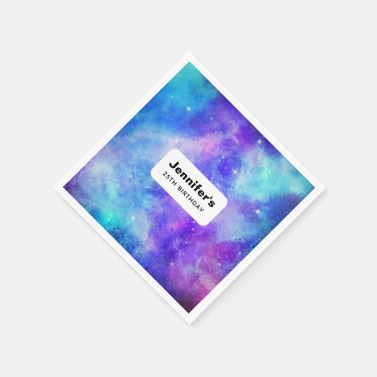紫と青の銀河系宇宙抽象芸術誕生日 スタンダードカクテルナプキン (角)