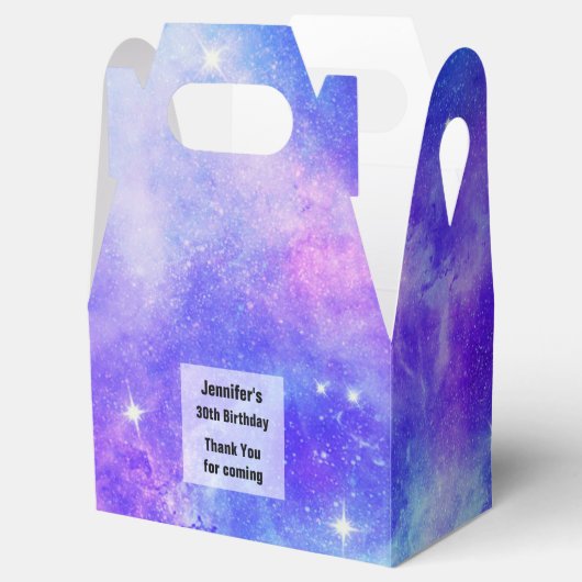 紫と青の銀河系宇宙抽象芸術誕生日 フェイバーボックス (オープン)