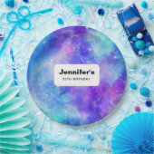 紫と青の銀河系宇宙抽象芸術誕生日 ペーパープレート (パーティー)