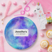 紫と青の銀河系宇宙抽象芸術誕生日 ペーパープレート (パーティー)