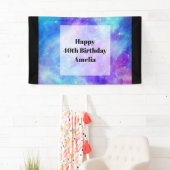 紫と青の銀河系宇宙抽象芸術誕生日 横断幕 (インサイチュ)