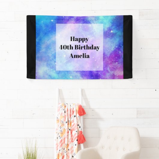 紫と青の銀河系宇宙抽象芸術誕生日 横断幕 (インサイチュ)