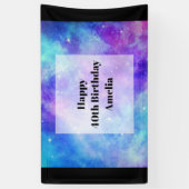 紫と青の銀河系宇宙抽象芸術誕生日 横断幕 (縦)