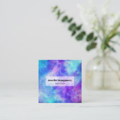 紫と青の銀河系宇宙抽象芸術 スクエア名刺 (スタンド正面)