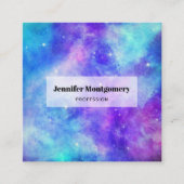 紫と青の銀河系宇宙抽象芸術 スクエア名刺 (正面)