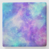 紫と青の銀河系宇宙抽象芸術 ストーンコースター (正面)