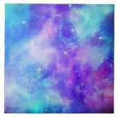 紫と青の銀河系宇宙抽象芸術 タイル (正面)