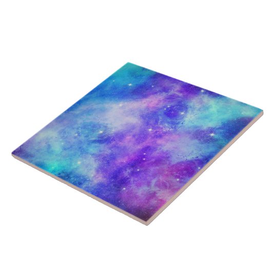 紫と青の銀河系宇宙抽象芸術 タイル (側面)