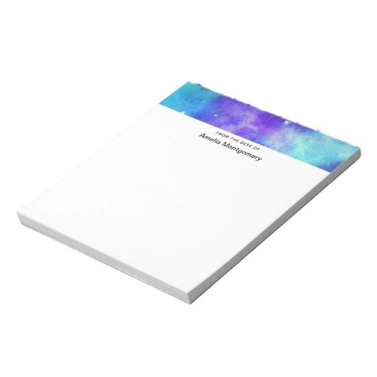 紫と青の銀河系宇宙抽象芸術 ノートパッド (回転)