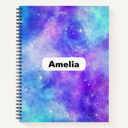 紫と青の銀河系宇宙抽象芸術 ノートブック (正面)