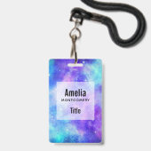 紫と青の銀河系宇宙抽象芸術 バッジ (ストラップ付き表面)