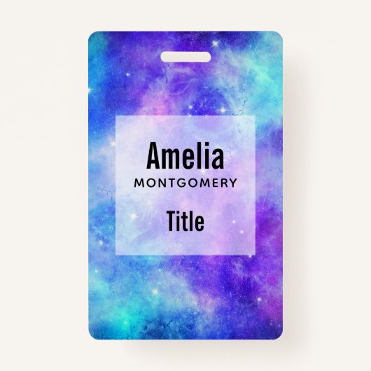 紫と青の銀河系宇宙抽象芸術 バッジ (裏面)