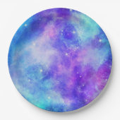 紫と青の銀河系宇宙抽象芸術 ペーパープレート (正面)