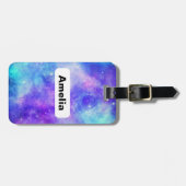 紫と青の銀河系宇宙抽象芸術 ラゲッジタグ (正面横)