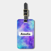 紫と青の銀河系宇宙抽象芸術 ラゲッジタグ (正面縦)