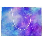 紫と青の銀河系宇宙抽象芸術 ラージペーパーバッグ (裏面)