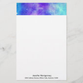 紫と青の銀河系宇宙抽象芸術 便箋 (正面)