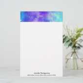 紫と青の銀河系宇宙抽象芸術 便箋 (スタンド正面)