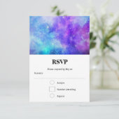 紫と青の銀河系宇宙抽象芸術 出欠カード (スタンド正面)