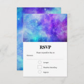 紫と青の銀河系宇宙抽象芸術 出欠カード (正面/裏面)