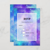 紫と青の銀河系宇宙抽象芸術 出欠カード (正面/裏面)