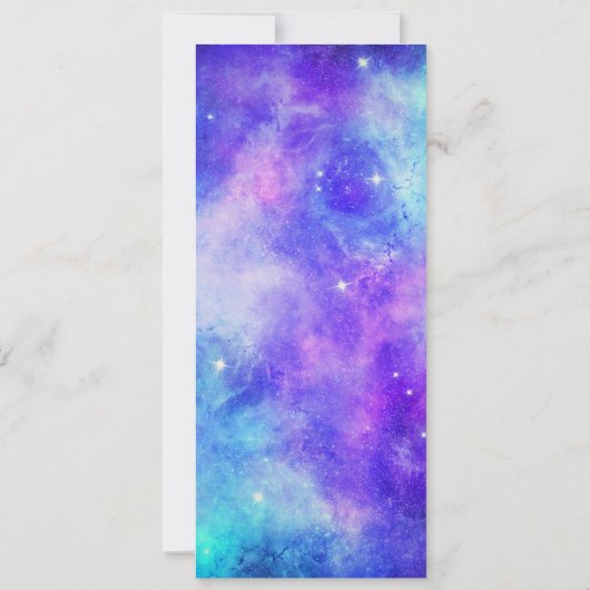 紫と青の銀河系宇宙結婚抽象芸術のメニュー 招待状 (裏面)