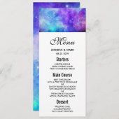 紫と青の銀河系宇宙結婚抽象芸術のメニュー 招待状 (正面/裏面)