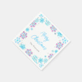 紫と青の雪の結晶クリスマスパーティー スタンダードカクテルナプキン (角)