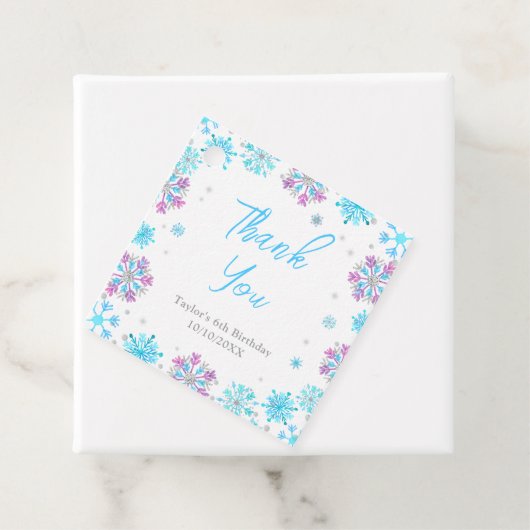 紫と青の雪の結晶誕生日ありがとう フェイバータグ (インサイチュ)