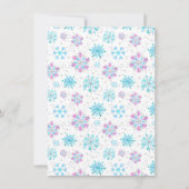 紫と青の雪の結晶 冬の誕生日パーティー サンキューカード (裏面)