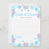 紫と青の雪の結晶　賢明な言葉 招待状 (正面)