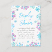 紫と青の雪片の冬のディスプレイシャワー エンクロージャーカード (正面)