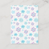 紫と青の雪片の冬のブックリクエスト エンクロージャーカード (裏面)